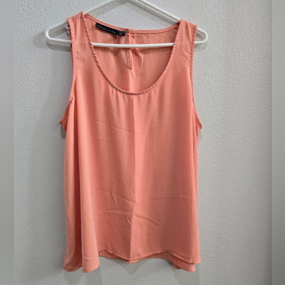 Attention sleeveless peach blouse, lightweight summer blouse size XL